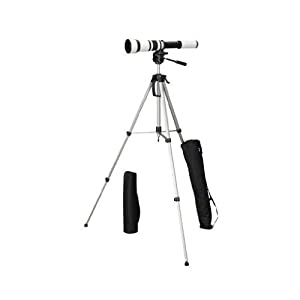 Walimex Pro 650-1300 mm 1:8-16 Objektiv (95 mm Filtergewinde) für Minolta AF/Sony Objektivbajonett und WT-3570 Kamerastativ schwarz-weiß verkaufen