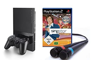 Sony PlayStation 2 [inkl. Singstar Schlager + 2 Mikrofone] schwarz verkaufen