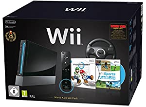 Nintendo Wii Mario Kart Pak [inkl. Wii Sports, Mario Kart Wii, Wii Lenkrad , Remote Plus Controller] schwarz verkaufen