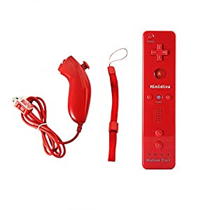 DBPOWER Wii Remote + Nunchuk Controller [inkl. Motion Plus, für Nintendo Wii + Wii U] rot verkaufen