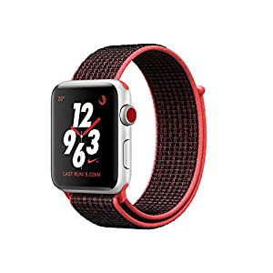 Apple Watch Nike+ Series 3 42 mm Aluminiumgehäuse silber am Nike Sport Loop bright crimson/schwarz [Wi-Fi + Cellular] verkaufen
