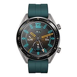 Huawei Watch GT 46,5 mm titangrau am Silikonarmband dunkelgrün [Active Edition] verkaufen
